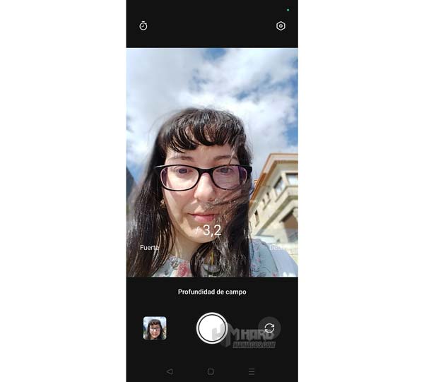 ajuste profundidad de campo en camara selfie OnePlus Nord CE 3 Lite 5G