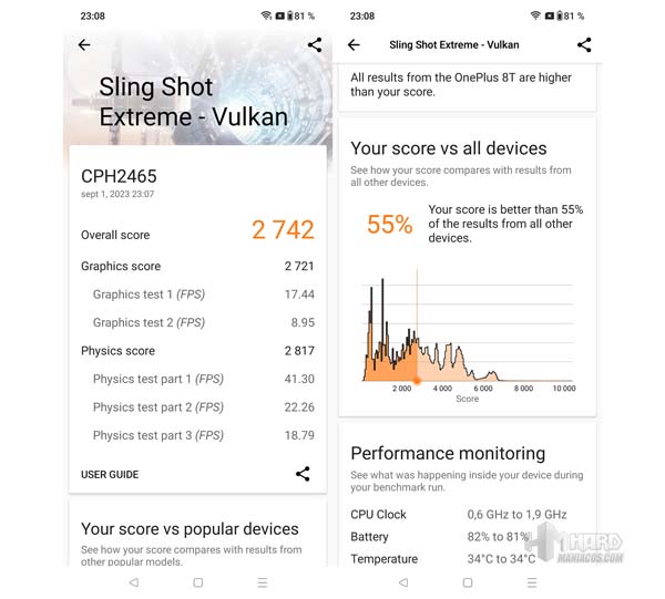 test 3DMark Sling Shot Vulkan OnePlus Nord CE 3 Lite 5G