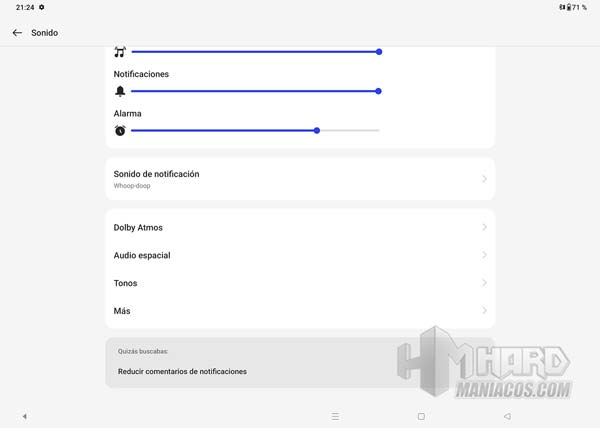 opciones ajuste sonido OnePlus Pad