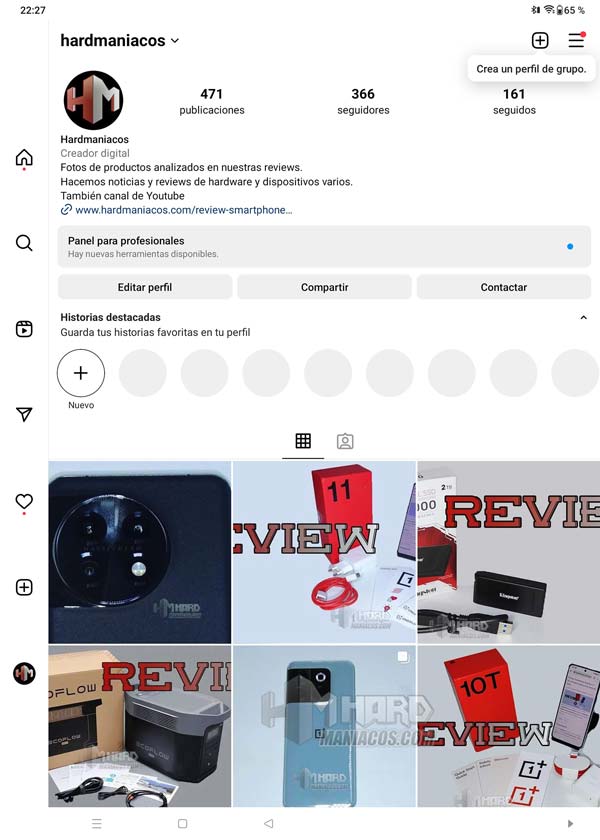 Instagram en OnePlus Pad