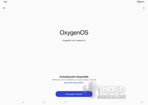 actualizacion OxigenOS 14 OnePlus Pad