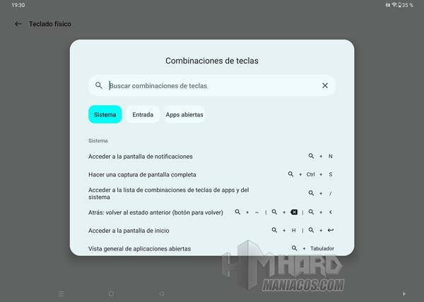 Comandos combinaciones de teclas teclado funda tablet OnePlus Pad