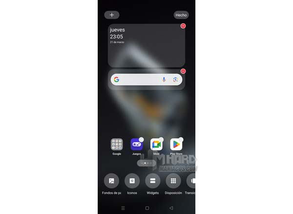 opciones mantener pantalla pulsada en OnePlus 12