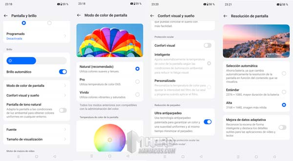 ajustes Pantalla OnePlus 12
