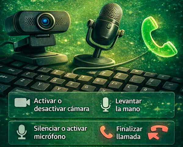 Atajos para cámara, micrófono y llamadas