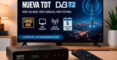 Nueva TDT DVB-T2 en España con fecha del 5 de noviembre de 2026 en una Smart TV