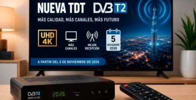 Nueva TDT DVB-T2 en España con fecha del 5 de noviembre de 2026 en una Smart TV
