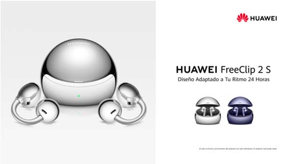 HUAWEI FreeClip 2 S con estuche de carga metálico brillante en color Deepsea Blue y Space Silver
