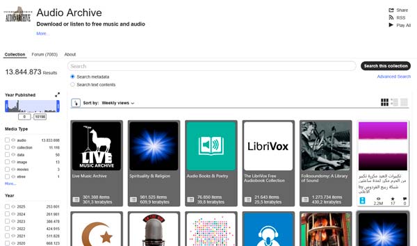Internet Archive Audio para escuchar música y grabaciones gratis