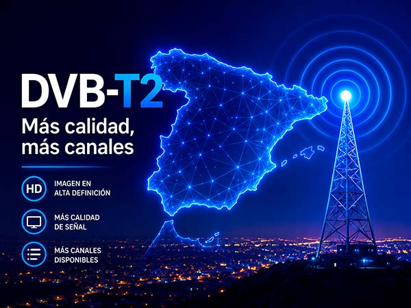 Mapa de España con señal DVB-T2 para la nueva TDT con más calidad y más canales