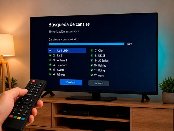 Búsqueda automática de canales TDT en una televisión tras la llegada de DVB-T2