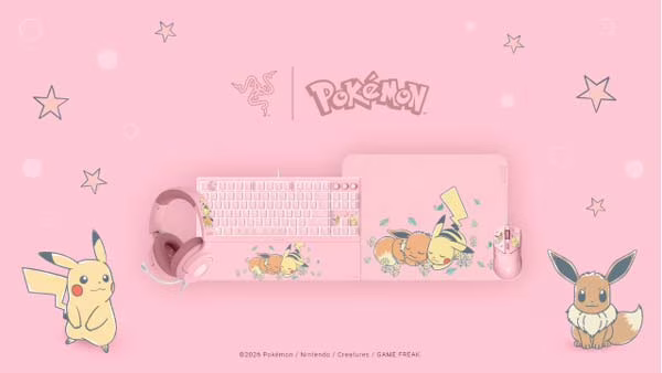 Colección Razer Pikachu & Eevee con teclado, auriculares, ratón y alfombrilla gaming Pokémon