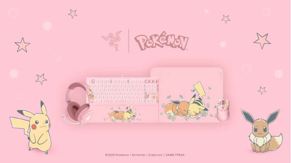 Colección Razer Pikachu & Eevee con teclado, auriculares, ratón y alfombrilla gaming Pokémon