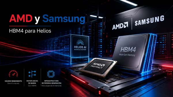 AMD y Samsung refuerzan la memoria HBM4 para la plataforma Helios de inteligencia artificial