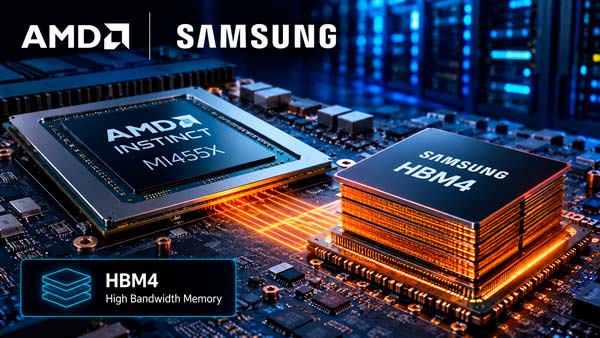 Memoria HBM4 de Samsung para GPUs AMD Instinct MI455X en la plataforma AMD Helios