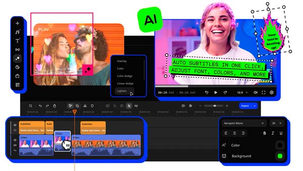 Interfaz y línea de tiempo de Movavi Video Editor