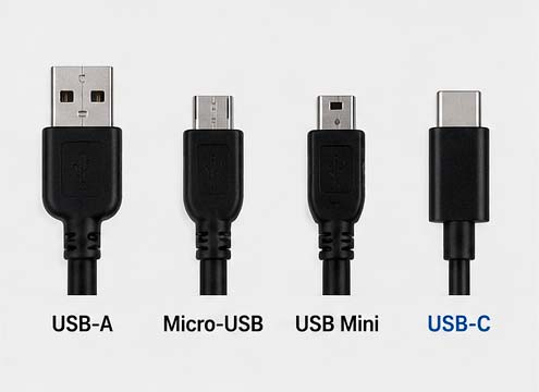 Comparativa entre conectores USB-A Micro USB Mini USB y USB-C