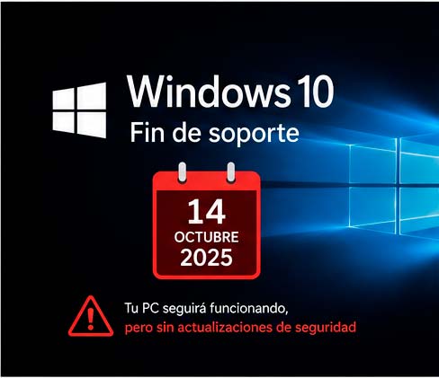 Fin de soporte de Windows 10 el 14 de octubre de 2025