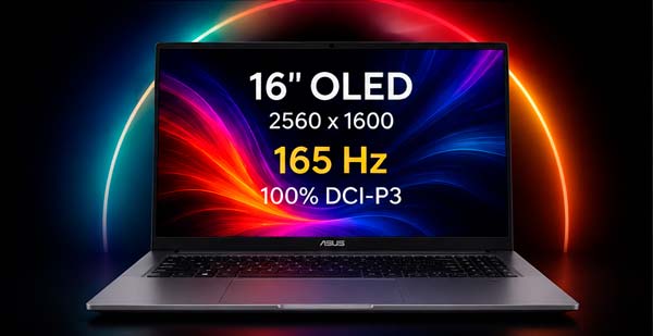 Pantalla OLED de 16 pulgadas y 165 Hz del ASUS Vivobook Pro 16