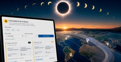 Calculadora de eclipses solares y lunares con próximos eclipses y zonas de visibilidad