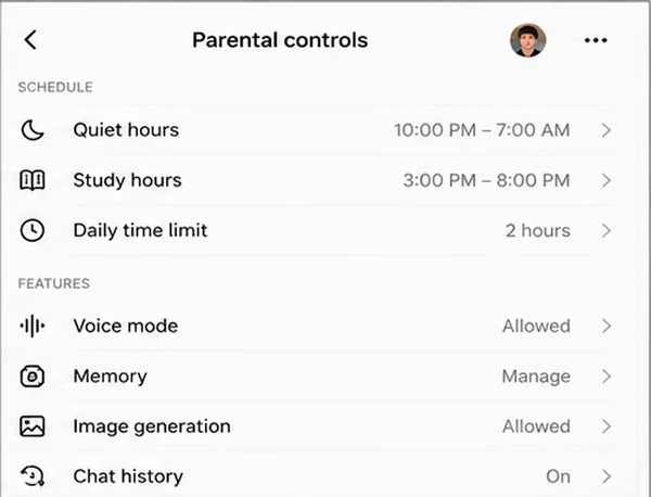 Los controles parentales de ChatGPT permiten configurar horarios y gestionar funciones de cuentas adolescentes
