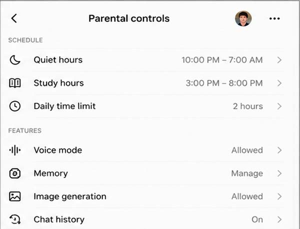 Los controles parentales de ChatGPT permiten configurar horarios y gestionar funciones de cuentas adolescentes