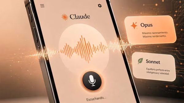 Modo de voz de Claude usando modelos Opus y Sonnet para tareas de productividad