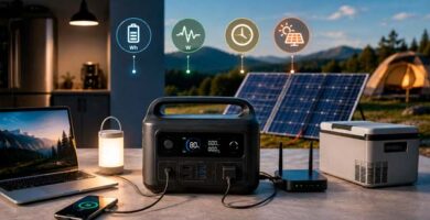 Alt: Cómo elegir una estación de energía portátil según capacidad potencia y carga solar