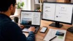 Persona comprobando fuentes, imágenes y datos de una información encontrada en Internet