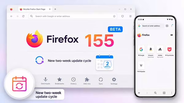 Firefox 155 Beta inicia el nuevo ciclo de actualizaciones cada dos semanas