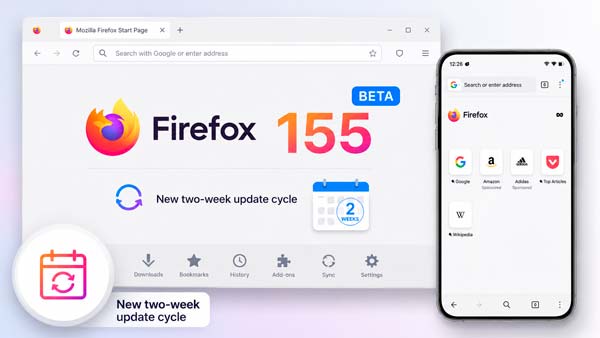 Firefox 155 Beta inicia el nuevo ciclo de actualizaciones cada dos semanas