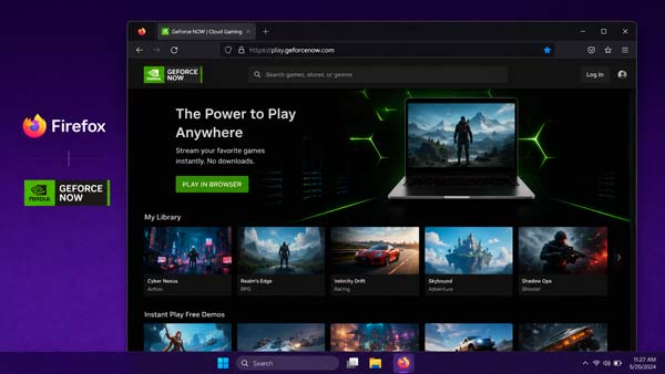 GeForce NOW funcionando en Firefox con juegos en la nube sin instalar la aplicación