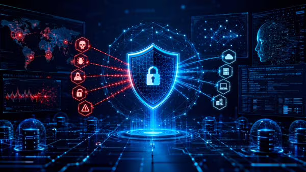 Modelo de inteligencia artificial analizando código para detectar vulnerabilidades de seguridad