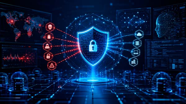 Modelo de inteligencia artificial analizando código para detectar vulnerabilidades de seguridad