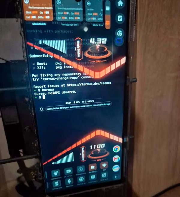 Nubia Z70 Ultra ejecutando un escritorio Linux con Termux y XFCE4