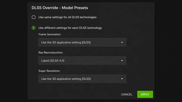 Ajustes de NVIDIA App para activar DLSS 4.5 Ray Reconstruction
