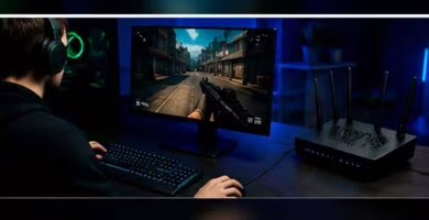 Jugador en PC diagnosticando ping alto y latencia en una conexión de red
