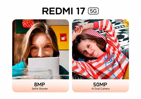 Cámara trasera dual de 50 MP y cámara frontal de 8 MP del REDMI 17 5G