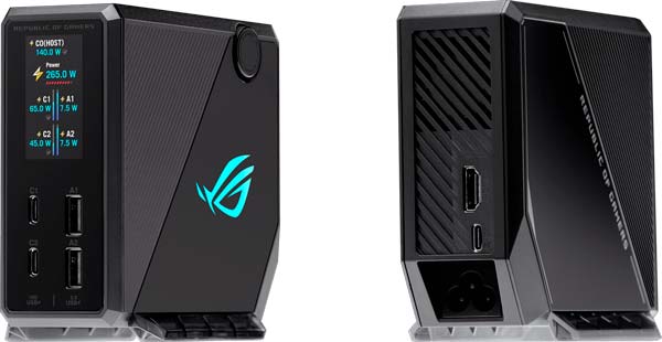 Puertos USB-C y HDMI 2.1 del ASUS ROG Flux Charger Dock