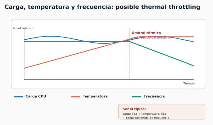 Monitorización de temperatura y frecuencia para detectar thermal throttling en la CPU