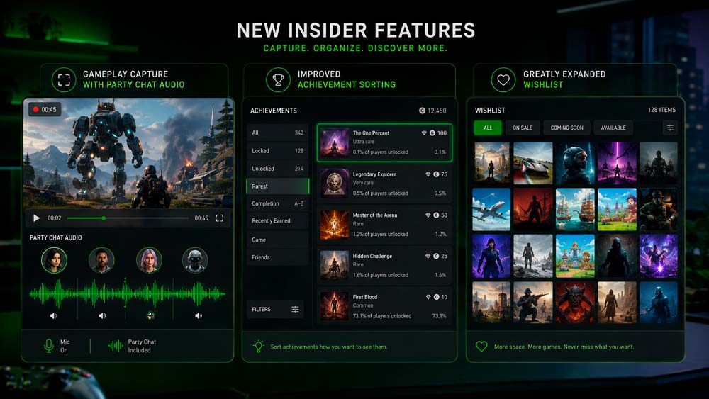 Nuevas funciones de Xbox con capturas de chat logros y lista de deseos ampliada