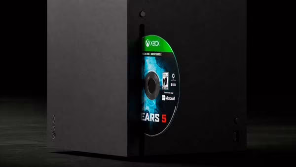 Xbox Series X leyendo un disco físico compatible para reclamar un derecho digital