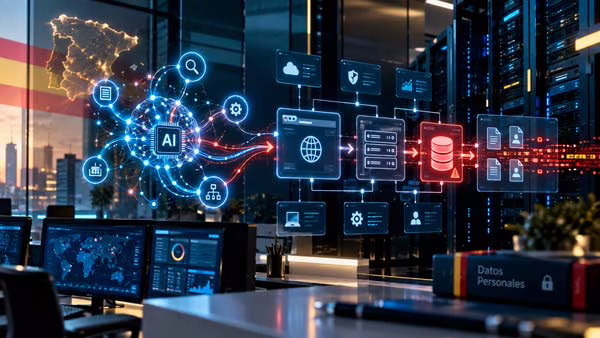 Agente de inteligencia artificial ejecutando un ciberataque sobre sistemas con datos personales en España