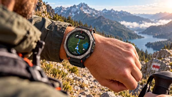 Amazfit T-Rex Dual Solar utilizando mapas y funciones GPS en una actividad al aire libre