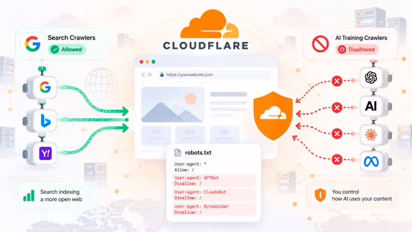Cloudflare permite rechazar el entrenamiento de IA manteniendo el rastreo de búsqueda