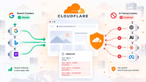 Cloudflare permite rechazar el entrenamiento de IA manteniendo el rastreo de búsqueda