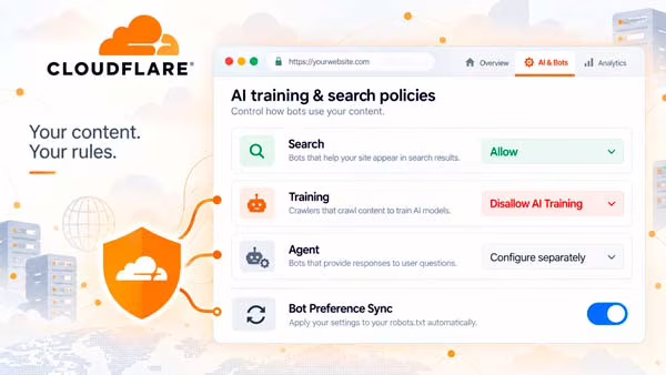 Configuración de Cloudflare para permitir búsqueda y desautorizar el entrenamiento de IA