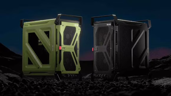 CORSAIR WARTHOG Airflow en colores negro y verde oliva mostrando su diseño robusto de acero