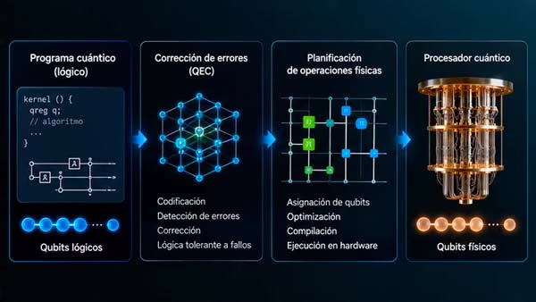 Esquema de CUDA-Q Logical conectando programas cuánticos, corrección de errores y qubits físicos