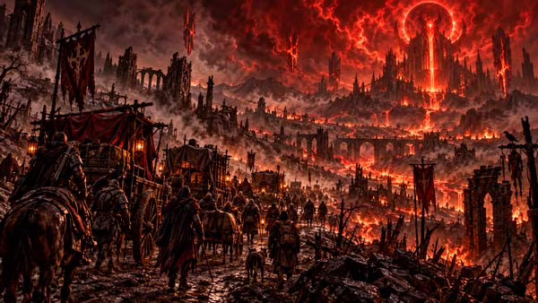 Caravana de supervivientes que acompañará al jugador por Santuario en Diablo V